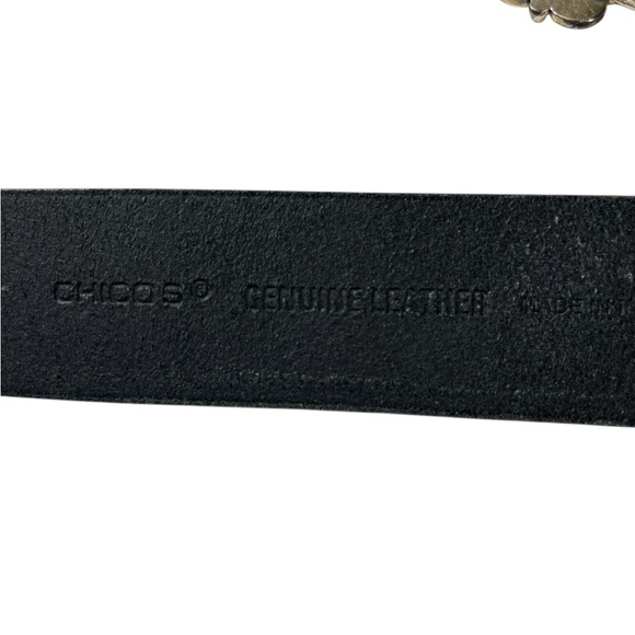 Chico's Triple Medallion Concho Belt Black Textured Leather Adjustable Size M/L - Picture 14 of 16